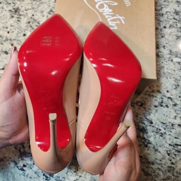 New Christian Louboutin Pigalle Follies 100mm in Patent Nude Leather 39 - Picture 6 of 8